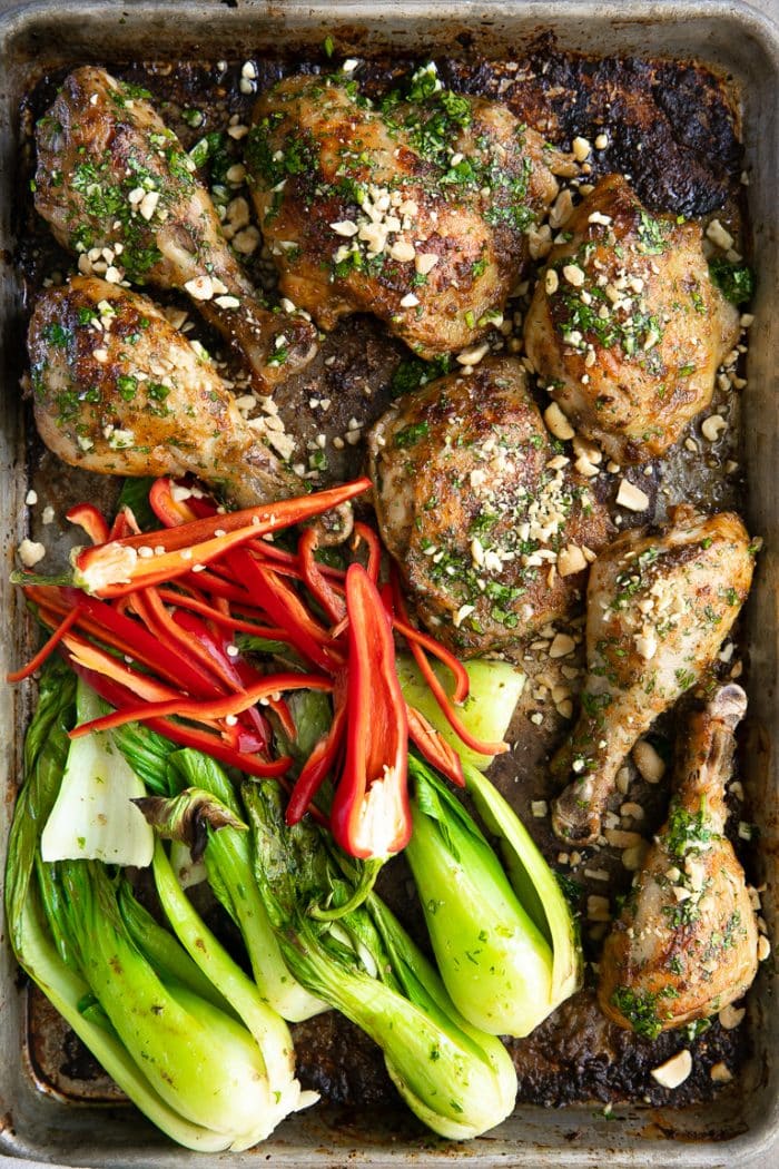 Easy Sheet Pan Thai Chicken with Bok Choy