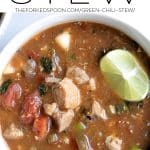 Instant Pot Pork Green Chili Stew pinterest pin collage image