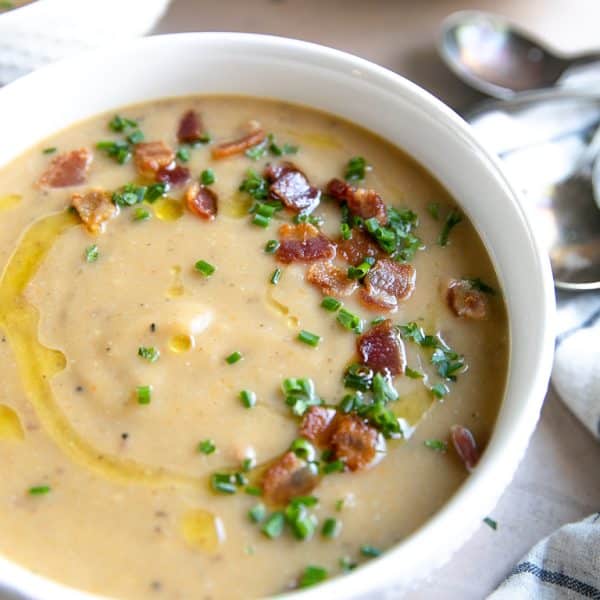 Cauliflower Leek and Potato Soup (Dairy-Free) - The Forked Spoon