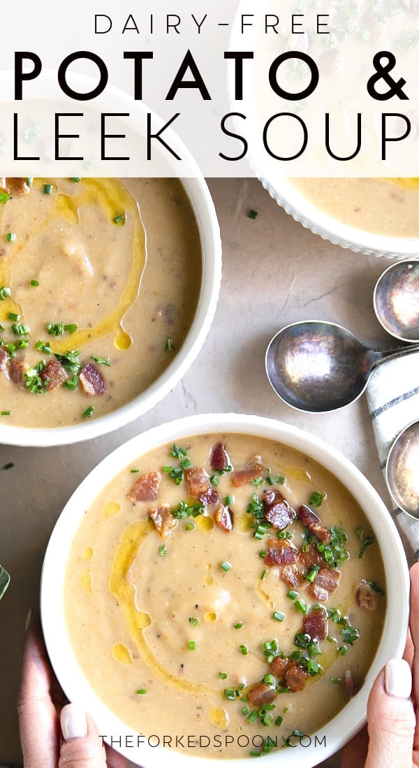 leek and potato soup recipe Pinterest Pin Collage