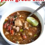Instant Pot Pork Green Chili Stew pinterest pin collage image