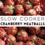 Pinterest pin image for cranberry meatballs recipe