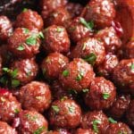 Pinterest pin image for cranberry meatballs recipe