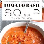 Homemade Tomato Basil Soup Pinterest Pin Collage Image