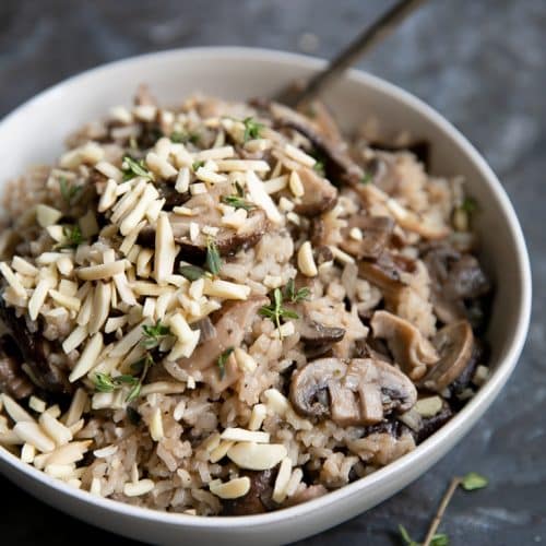 A bowl of Mushroom Rice Pilaf