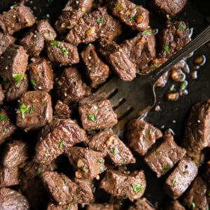 A close up of food, with Butter Garlic steak