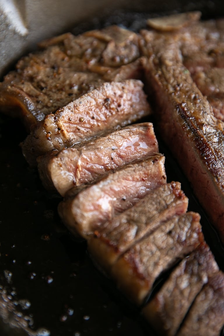 Cooked T-Bone steak.