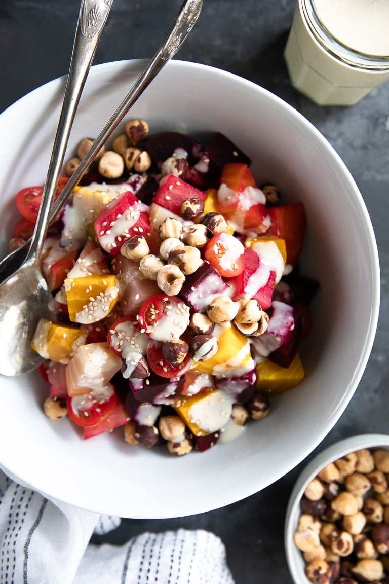 A bowl of beet salad