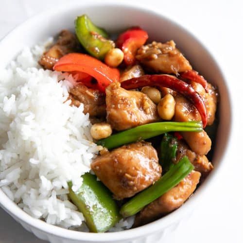 A plate of Kung Pao Chicken