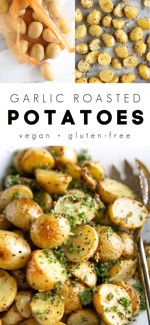Garlic Roasted Potatoes Recipe Pinterest Collage