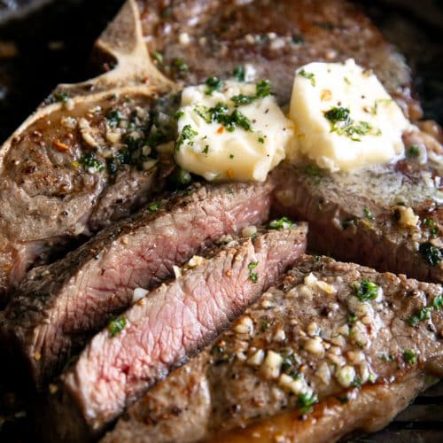 A close up image of sliced cooked Steak