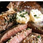 Pinterest Pin Collage Image for How to Cook THE BEST Steak (Butter Basted Pan-Seared Steak)