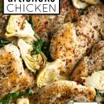 Creamy Spinach Artichoke Chicken Recipe pinterest pin collage image