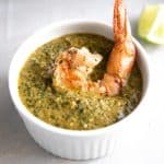 Pinterest Pin for cilantro lime shrimp with text overlay.