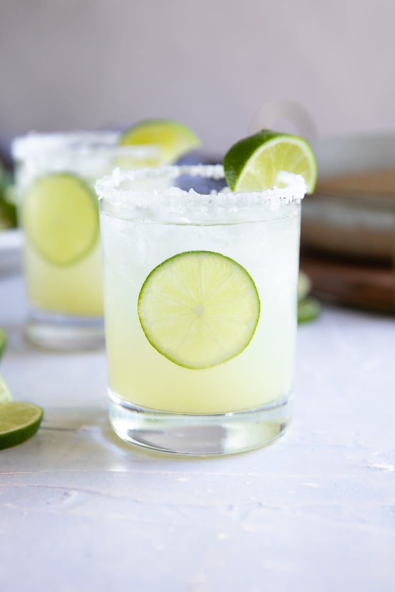 Classic margarita recipe served on the rocks.