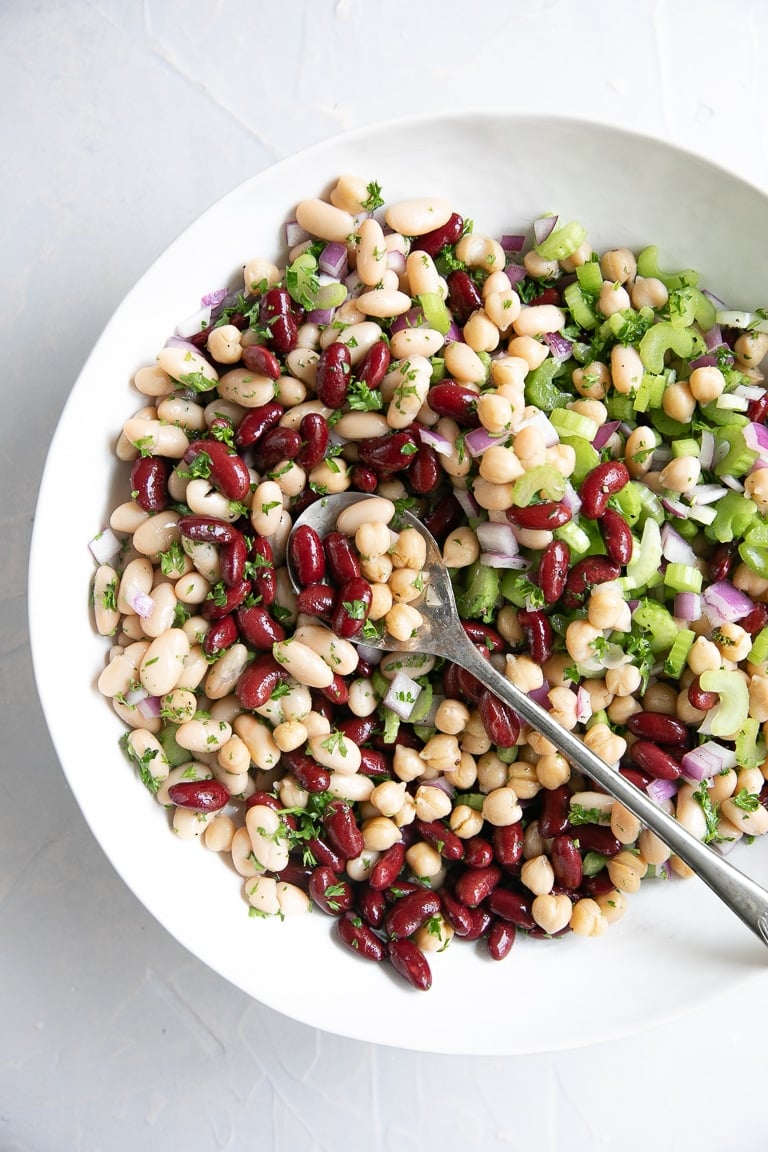 Easy Three Bean Salad Recipe - The Forked Spoon