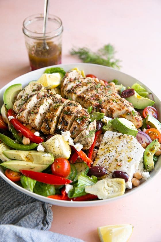 Grilled Greek Chicken Salad Recipe - The Forked Spoon