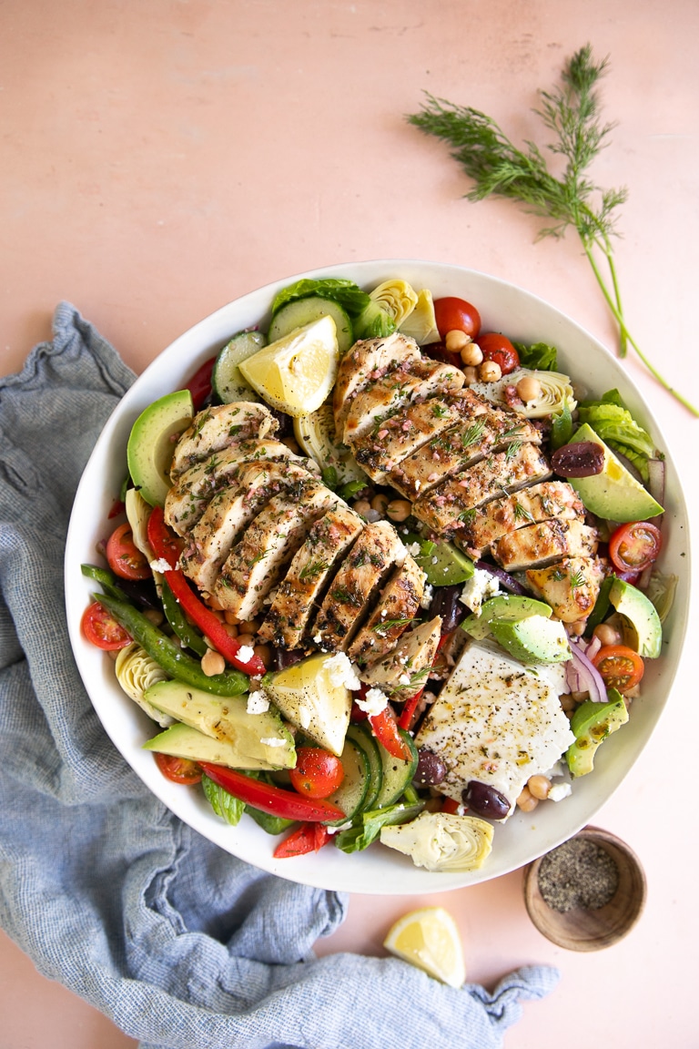 Grilled Greek Chicken Salad Recipe - The Forked Spoon