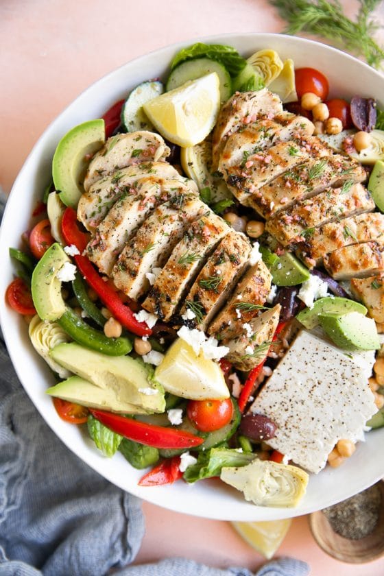 Grilled Greek Chicken Salad Recipe - The Forked Spoon