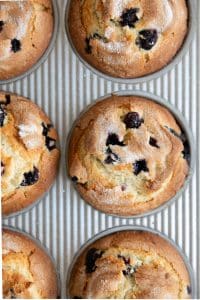 Homemade bakery style blueberry muffins.