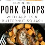 Pork Chops with Apples and Butternut Squash Pinterest Image Collage