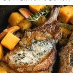 Pork Chops with Apples and Butternut Squash Pinterest Image Collage