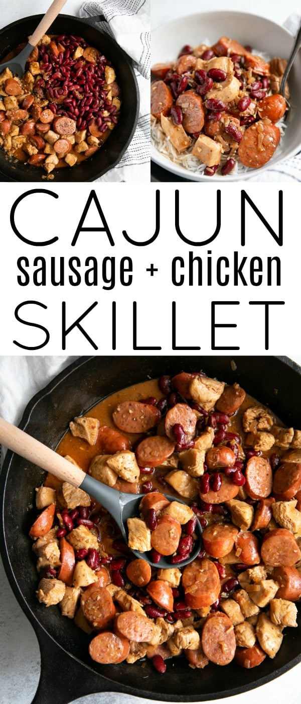 spicy cajun sausage and chicken skillet recipe pinterest pin