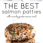 Long pinterest pin for salmon patties.