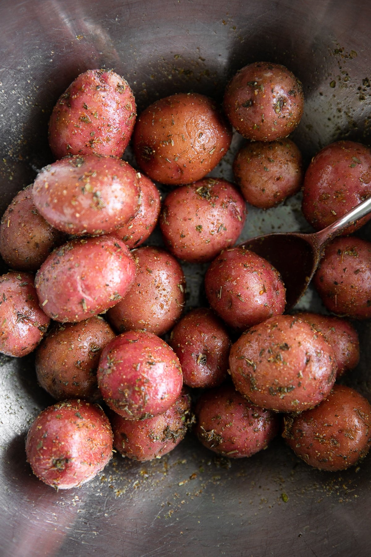 Small red potatoes tossed in olive oil and seasoning.