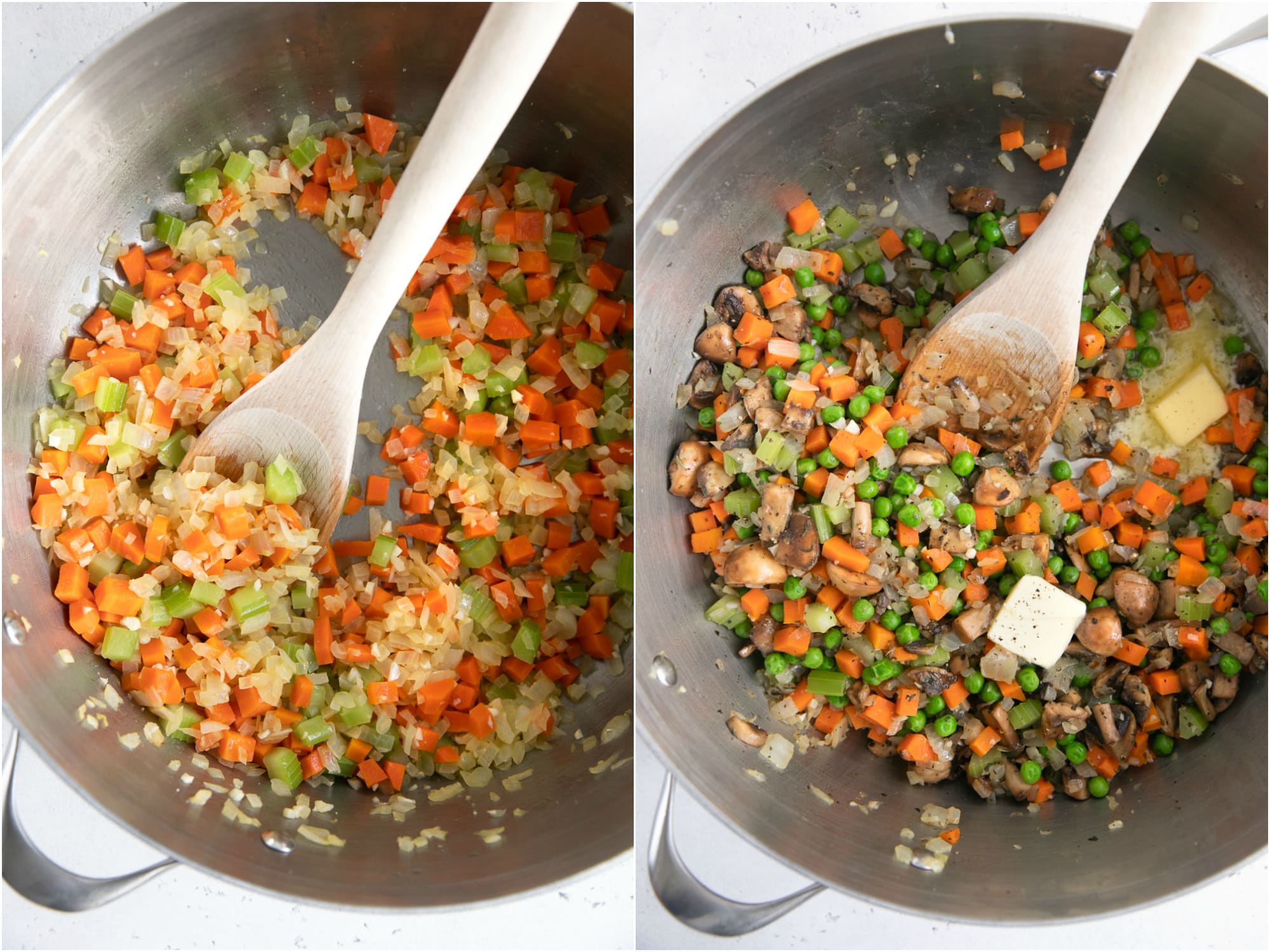 Aromatics cooking in a large Dutch oven.