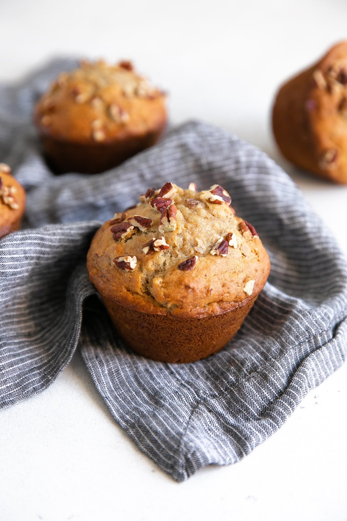 Freshly baked banana nut muffins.