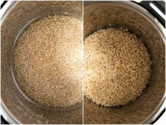 Brown Rice cooking in the pressure cooker