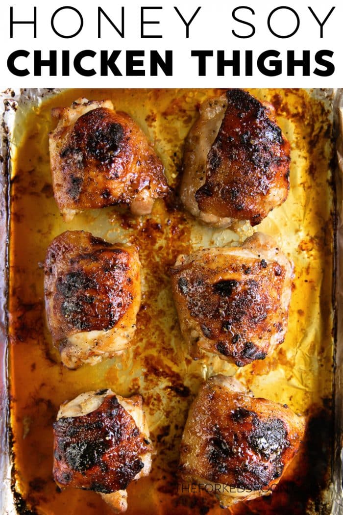 honey soy chicken thighs pinterest pin image