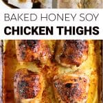 honey soy chicken thighs pinterest pin image