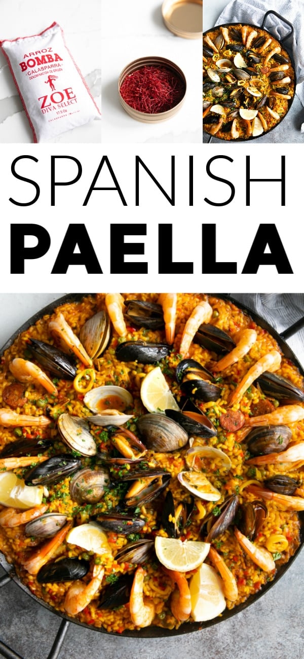 Paella recipe pinterest pin collaged image