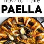 Paella recipe pinterest pin collaged image