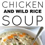 Chicken and wild rice soup recipe pinterest pin collaged image