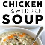 Chicken and wild rice soup recipe pinterest pin collaged image