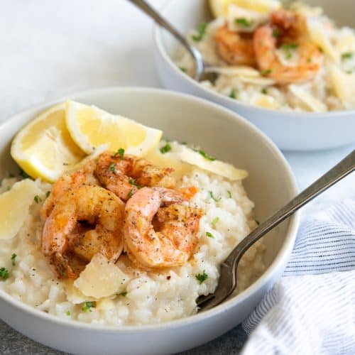 A bowl of Risotto with shrimp