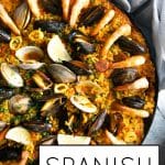 paella recipe pinterest pin image