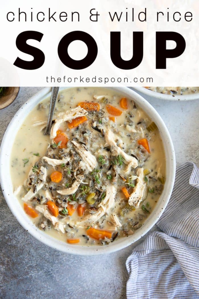Creamy Wild Rice Soup Recipe pinterest image