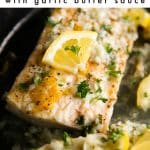 Easy Mahi Mahi Recipe with Lemon Garlic Sauce Pinterest Pin Image