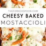 Baked Mostaccioli Recipe Pinterest Pin Collage Image