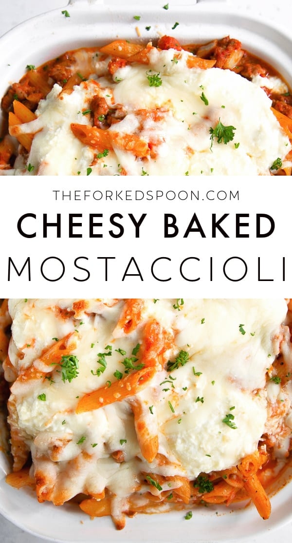 Baked Mostaccioli Recipe Pinterest Pin Collage Image