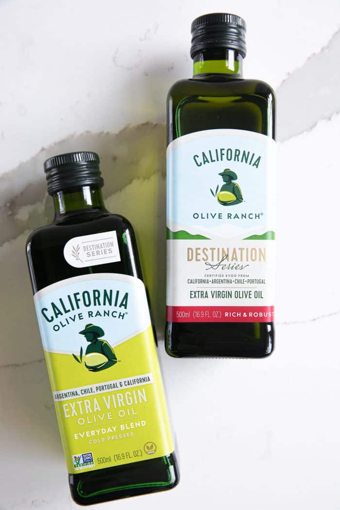 Two bottle of California olive oil.