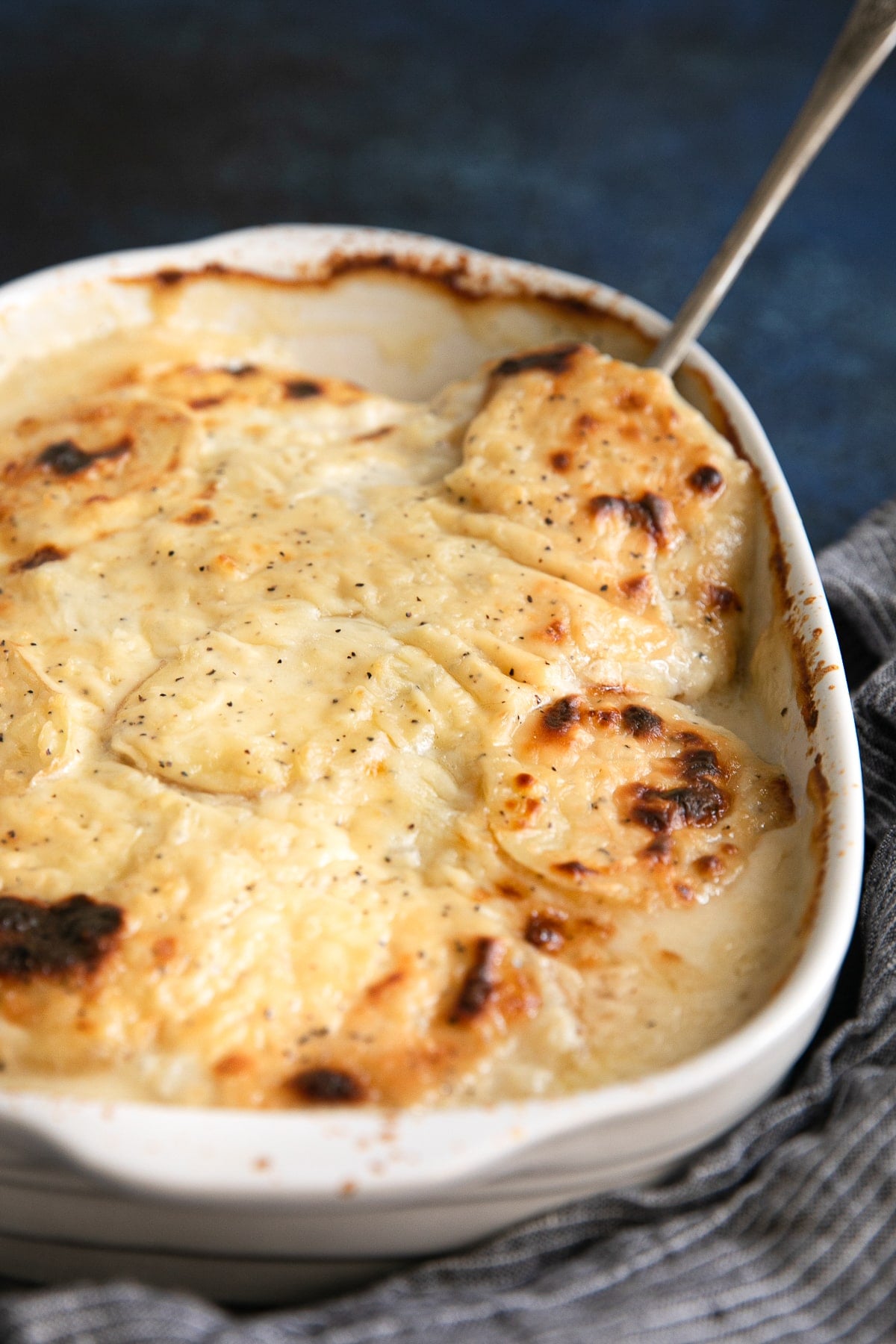 Creamy baked scalloped potatoes.