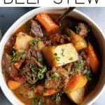 instant pot beef stew pinterest pin image collage