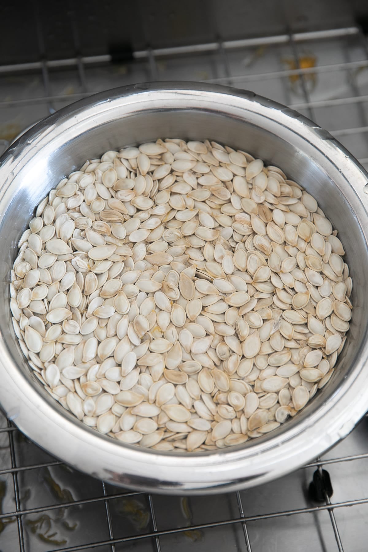 Soaking pumpkin seeds.