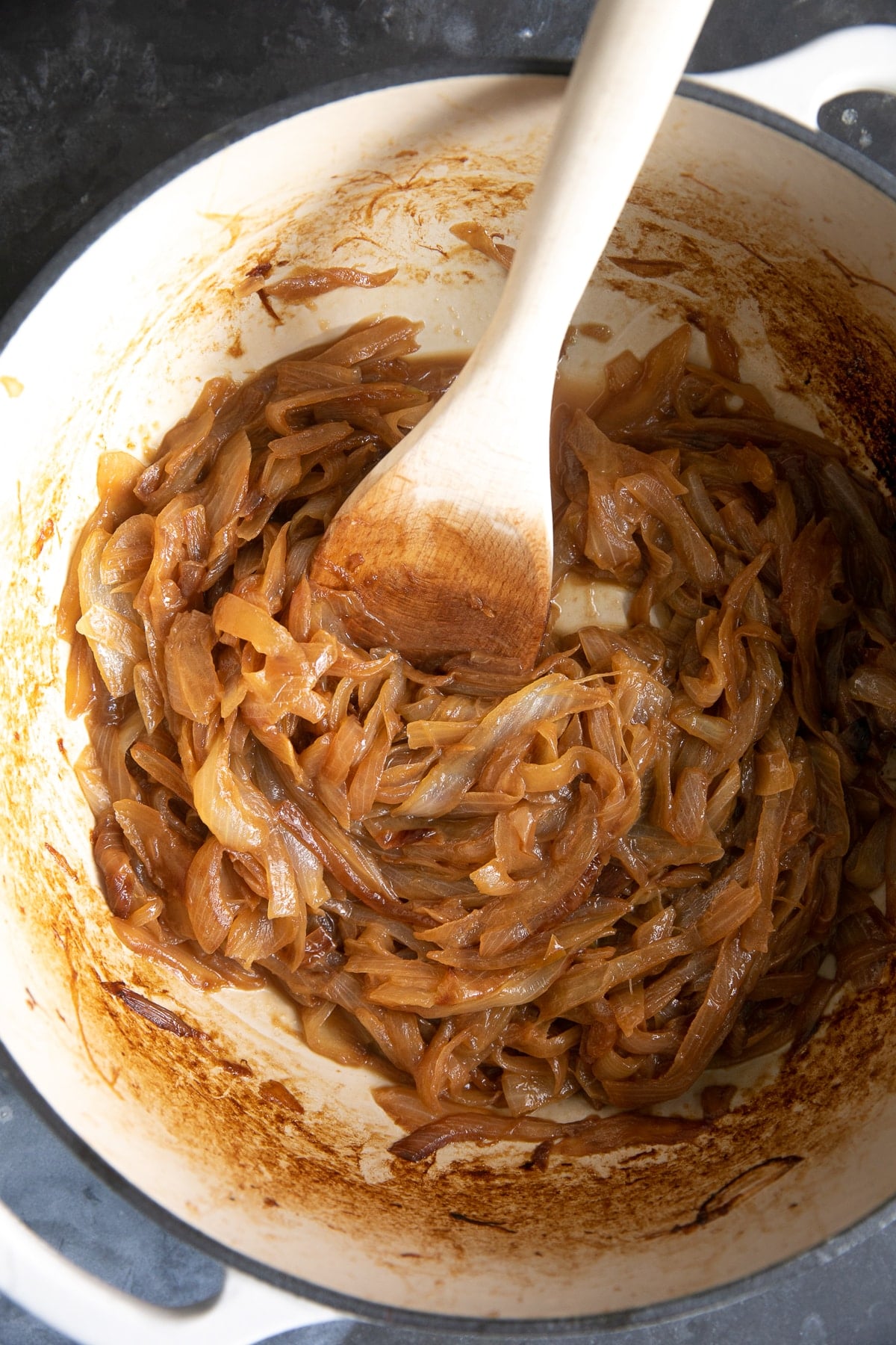 Caramelizing onions in a large dutch oven.