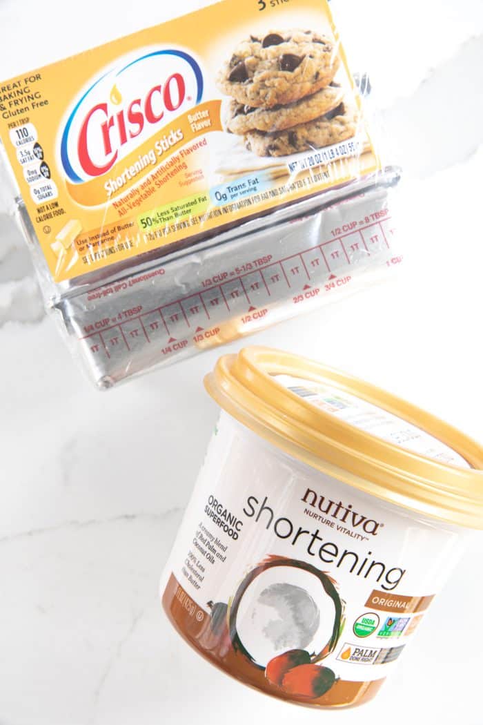 Two different brands of shortening- Nutiva and Crisco